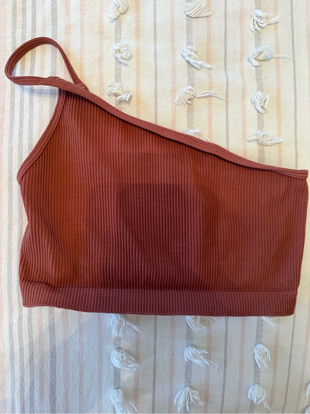 One-Shoulder Ribbed Tank Top - Rust